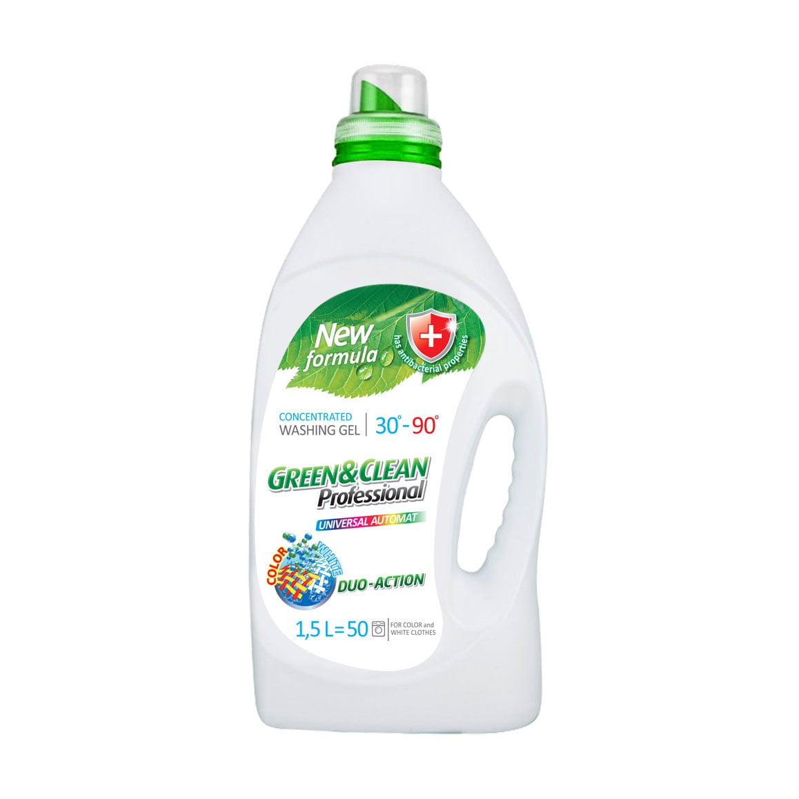 Гель для прання Green&amp;Clean Professional для кольорового та білого одягу, 50 циклів прання, 1.5 л