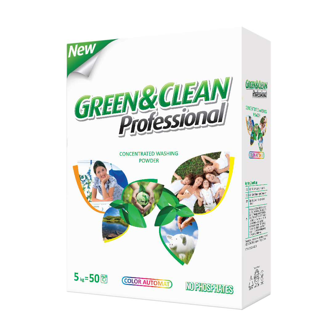 Пральний порошок Green&amp;Clean Professional для кольорового одягу, 50 циклів прання, 5 кг